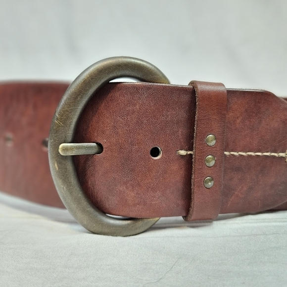 Vintage‎ Fossil Wide Leather Studded Belt Unisex - Picture 9 of 10
